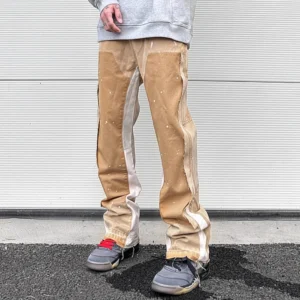 Speckled ink micro flare jeans
