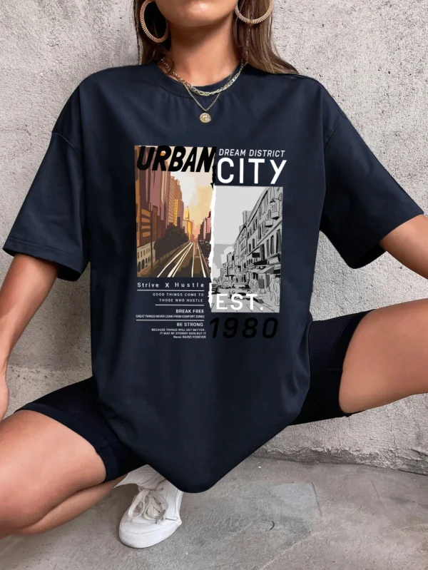 Urban City Women's Cotton T-Shirt - Casual & Comfortable Summer Tee