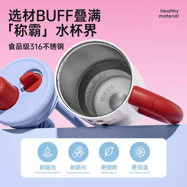 Large 1200ml silver 316 stainless steel insulated tumbler travel mug with reusable straw and secure lid.