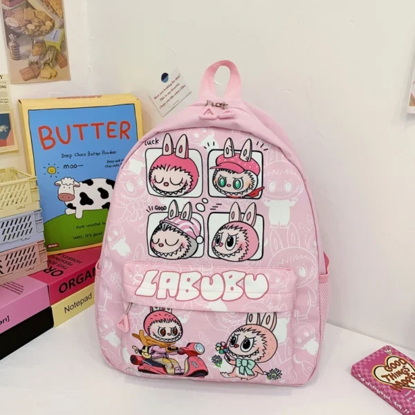 MINISO Labubu large capacity cute cartoon school backpack in nylon.