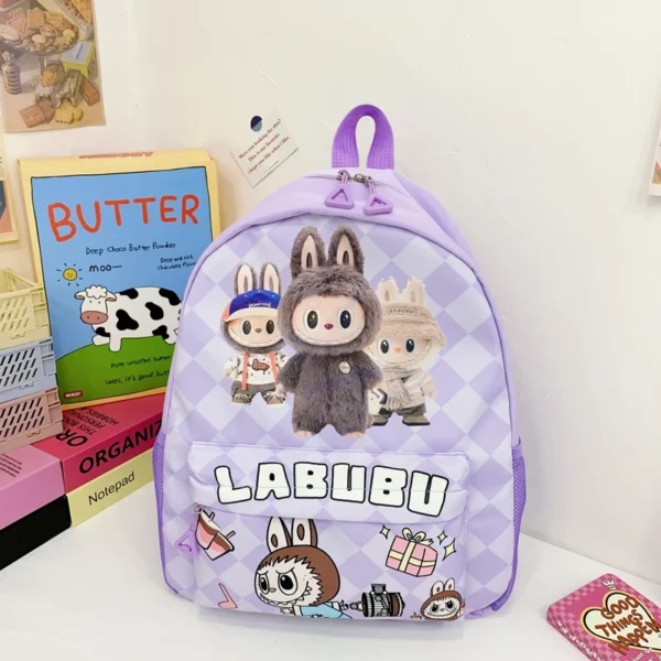 MINISO Labubu large capacity cute cartoon school backpack in nylon.