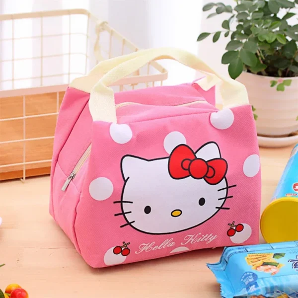 Blue insulated lunch bag featuring cartoon character Stitch with a carry handle and zipper closure.