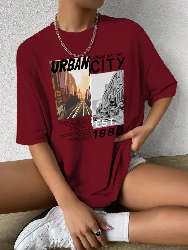 Urban City Women's Cotton T-Shirt - Casual & Comfortable Summer Tee