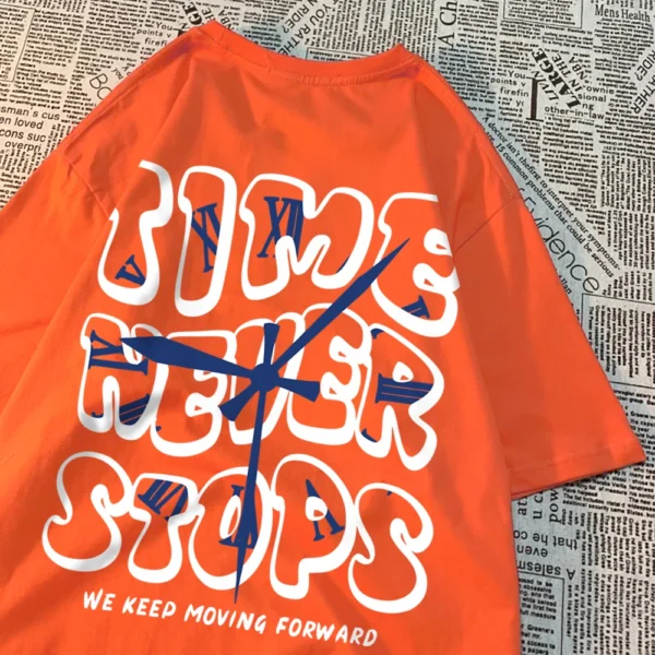 Men's "Time Never Stops" Breathable Summer Cotton T-Shirt