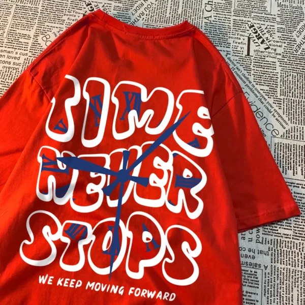Men's "Time Never Stops" Breathable Summer Cotton T-Shirt