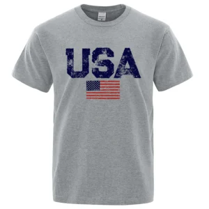 Vintage USA flag print men's t-shirt