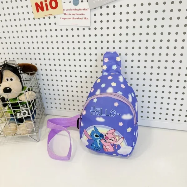 Cute Stitch and Angel cartoon crossbody sling chest bag made of nylon