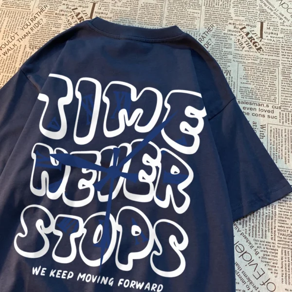 Men's "Time Never Stops" Breathable Summer Cotton T-Shirt