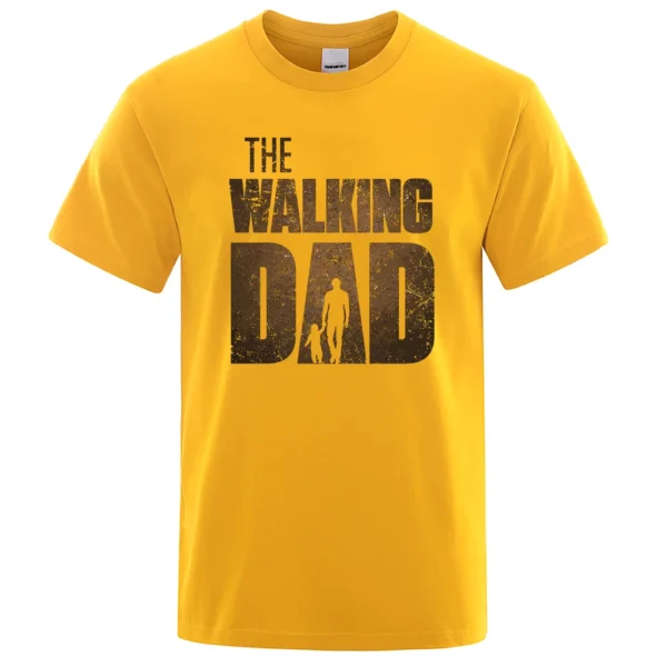 Funny "The Walking Dad" men's short sleeve cotton t-shirt in a casual oversized fit. Graphic tee for dads.