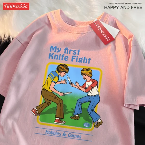 Funny Knife Fight graphic t-shirt