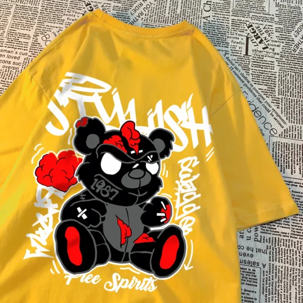 Exploding Puppet Bear graphic t-shirt for men and women.