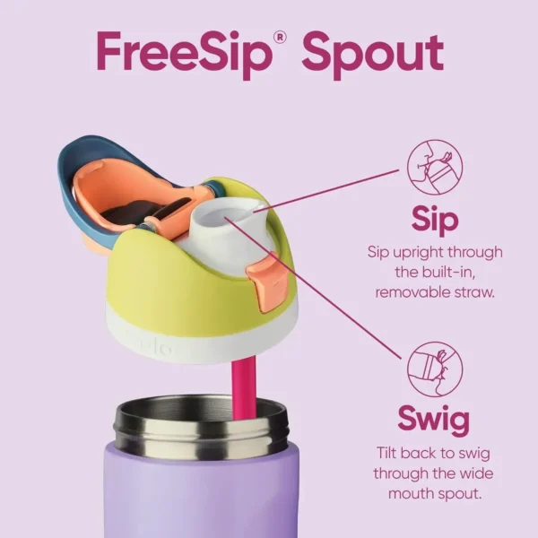 Stainless steel vacuum insulated thermos bottle for keeping drinks hot or cold.