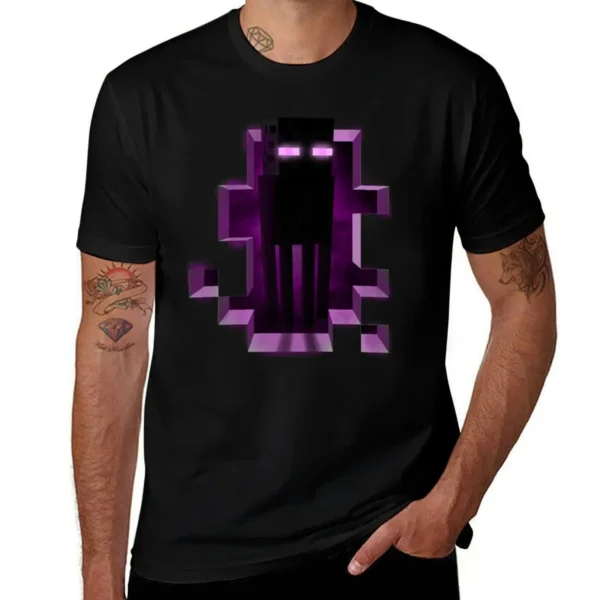 Minecraft Enderman and Ender Dragon graphic print on a men's t-shirt.