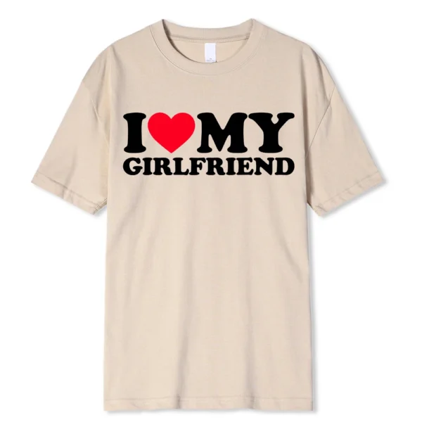 Funny couple t-shirt with 'I Love My BF/GF So Stay Away' message printed on the front.