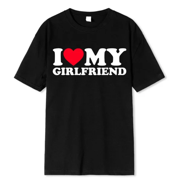 Funny couple t-shirt with 'I Love My BF/GF So Stay Away' message printed on the front.
