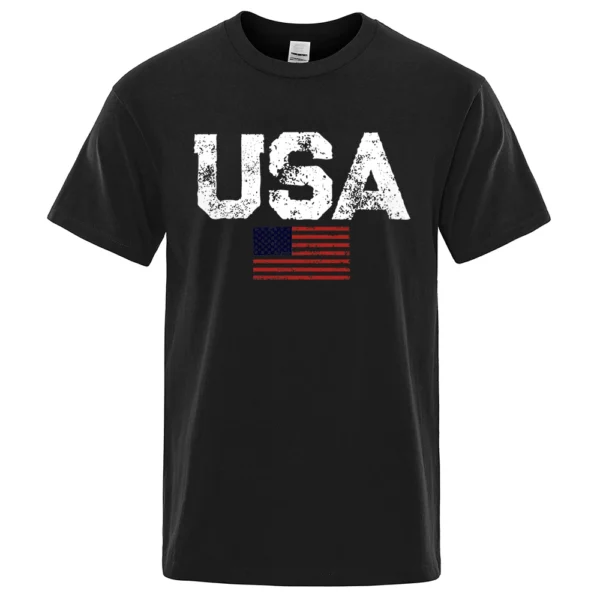 Vintage USA flag print men's t-shirt