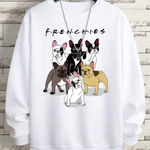 Oversized French Bulldog hoodie for men and women