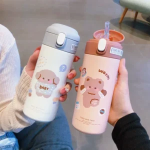 Cute cartoon vacuum insulated stainless steel water bottle