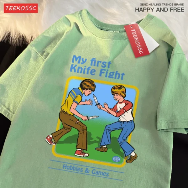 Funny Knife Fight graphic t-shirt