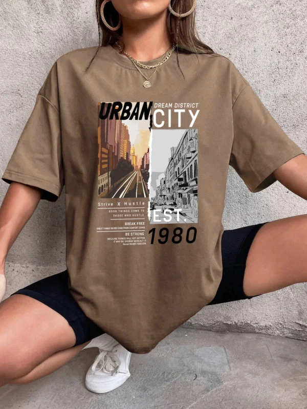 Urban City Women's Cotton T-Shirt - Casual & Comfortable Summer Tee