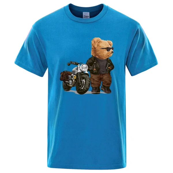 Funny motorcycle teddy bear sunglasses t-shirt