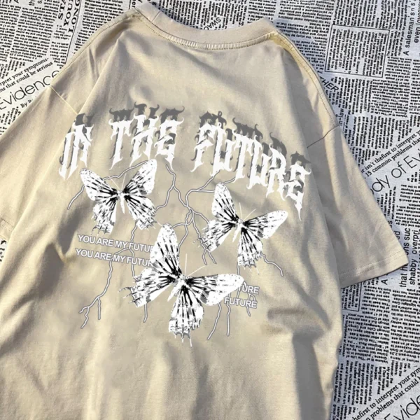 Dark butterfly graphic t-shirt for couples