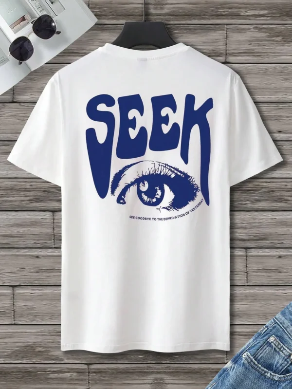 Seek Anticipated Gaze Men's Breathable Cotton T-Shirt - Loose Fit Summer Tee