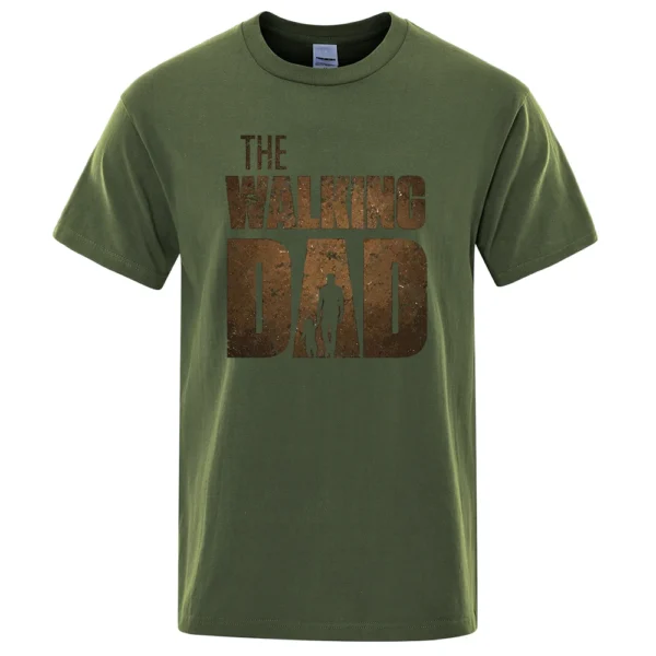 Funny "The Walking Dad" men's short sleeve cotton t-shirt in a casual oversized fit. Graphic tee for dads.
