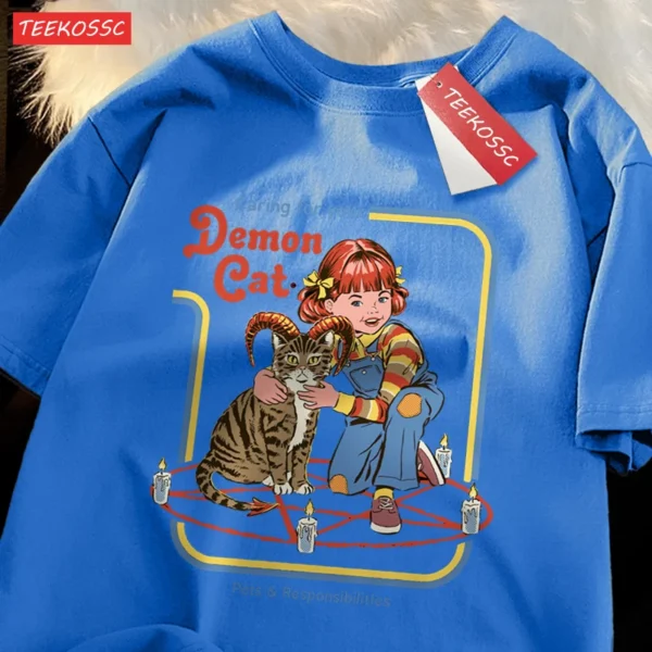 Demon Cat graphic t-shirt for men