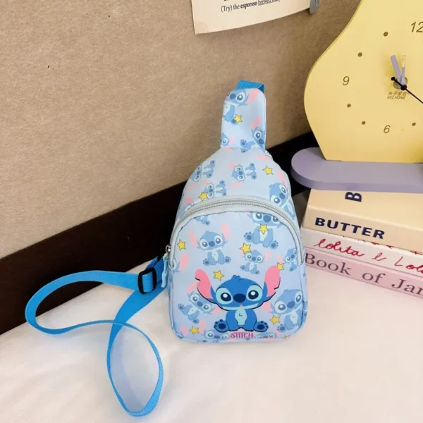 Cute Stitch and Angel cartoon crossbody sling chest bag made of nylon