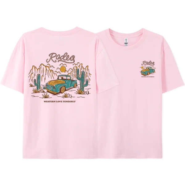 Rodeg Western Love Desert Men's Cotton T-Shirt - Breathable Summer Streetwear