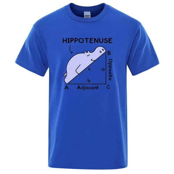 Front view of the funny 'Hippotenuse' SOH CAH TOA math pun t-shirt made of cotton. ```