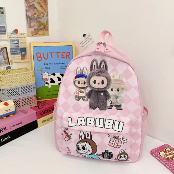 MINISO Labubu large capacity cute cartoon school backpack in nylon.