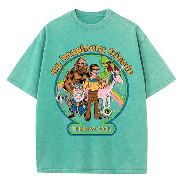 My Imaginary Friends Think I'm Cool" Retro Washed Men's T-Shirt