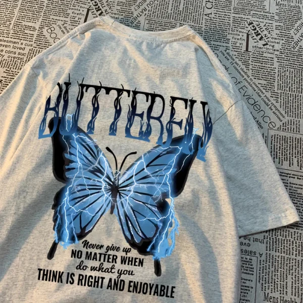 Blue Lightning Butterfly graphic t-shirt for men