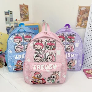 MINISO Labubu large capacity cute cartoon school backpack in nylon.