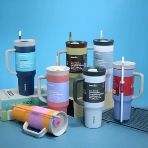Owala Free Sip 40 oz Insulated Stainless Steel Tumbler with carry loop.
