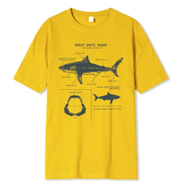 Men's white Great White Shark anatomy t-shirt