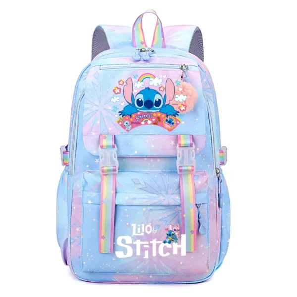 Large capacity nylon Stitch backpack with cute cartoon design for school and travel