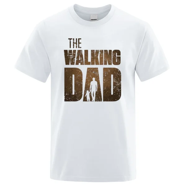 Funny "The Walking Dad" men's short sleeve cotton t-shirt in a casual oversized fit. Graphic tee for dads.