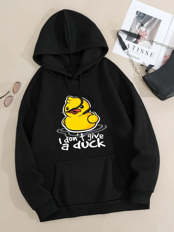 I Don't Give A Duck" Harajuku Fleece Hoodie for Women