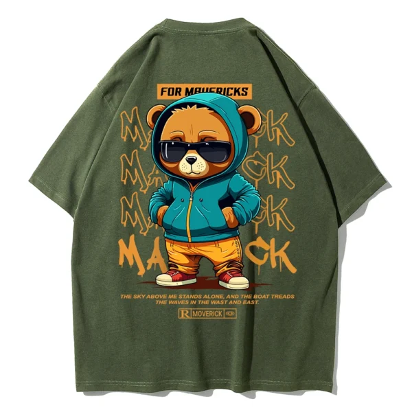Unisex cotton bear print t-shirt