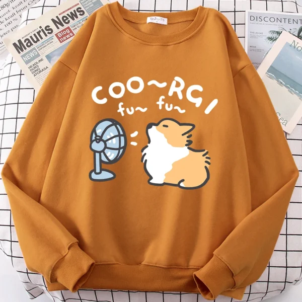 Cute Windblown Corgi design on a unisex crewneck sweatshirt.