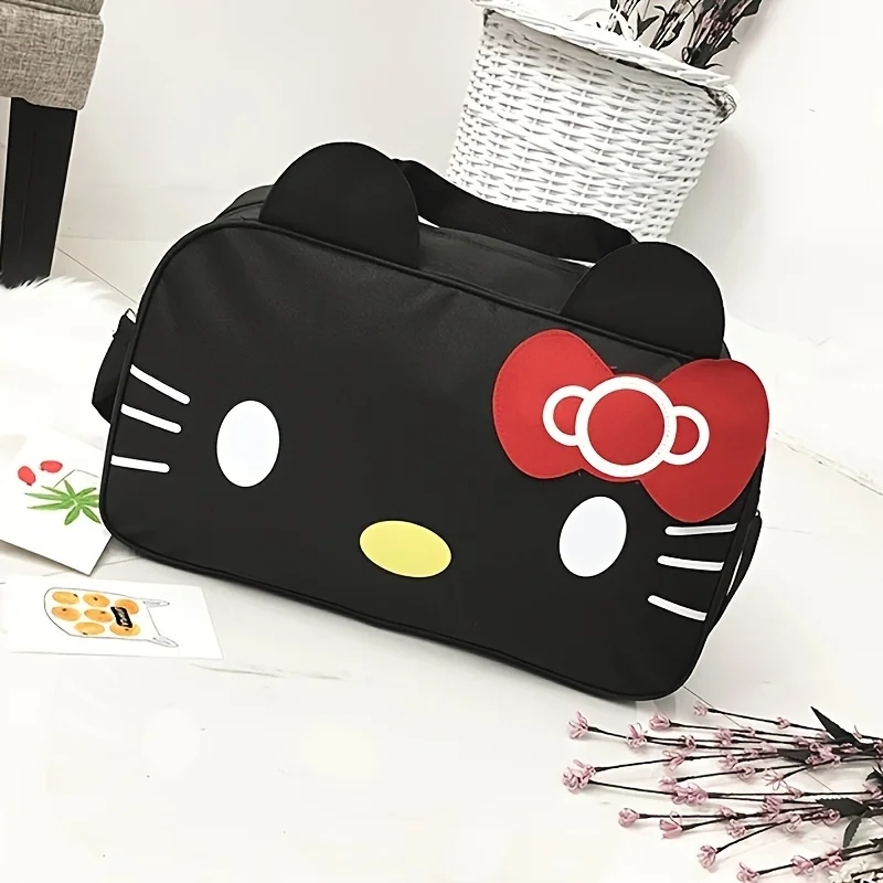 MINISO Hello Kitty large capacity Oxford travel duffel bag for women's short trips and sports.