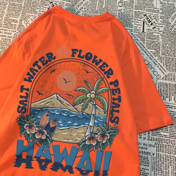 Salt Water Flower Petals Hawaiian T-Shirt for Men and Women
