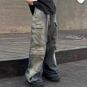 Men's gradient ribbon cargo jeans