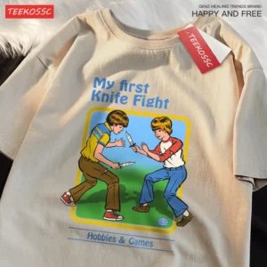 Funny Knife Fight graphic t-shirt