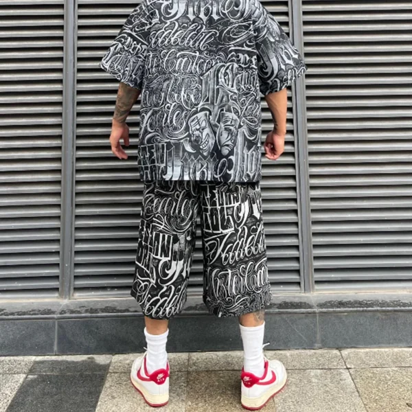 Men's floral print over-knee shorts