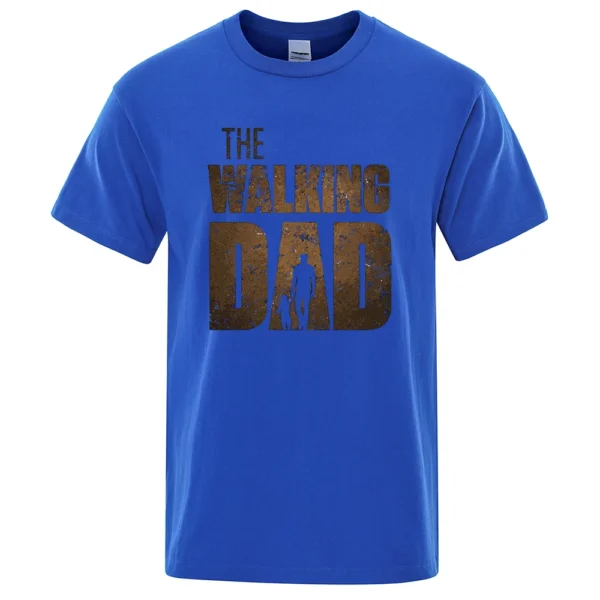 Funny "The Walking Dad" men's short sleeve cotton t-shirt in a casual oversized fit. Graphic tee for dads.
