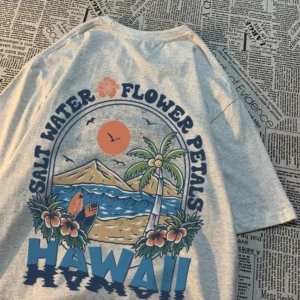Salt Water Flower Petals Hawaiian T-Shirt for Men and Women